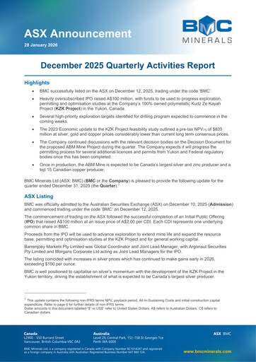 Vorschaubild BMC Minerals Quartalsbericht 2025-q4