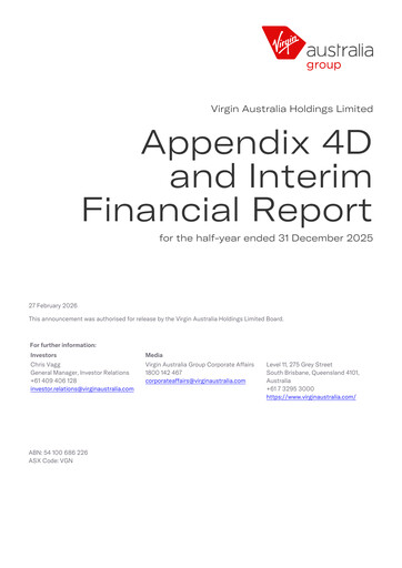 Thumbnail Virgin Australia Half-year Report 2025-2026-h1
