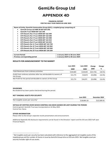 Vorschaubild GemLife Communities Group Halbjahresbericht 2025-h1