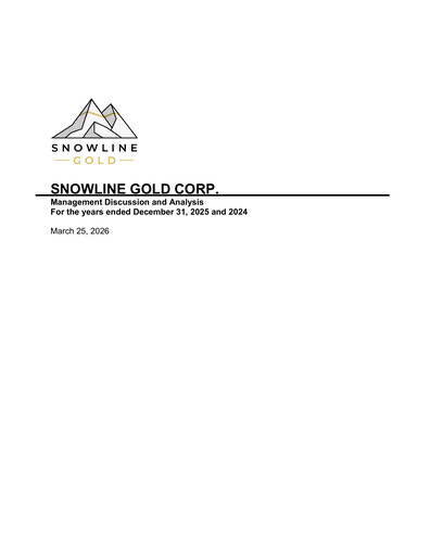 Thumbnail Snowline Gold Corp. Annual Report 2025