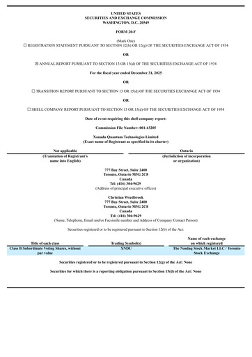 Thumbnail Xanadu Quantum Technologies Limited Annual Report 2025