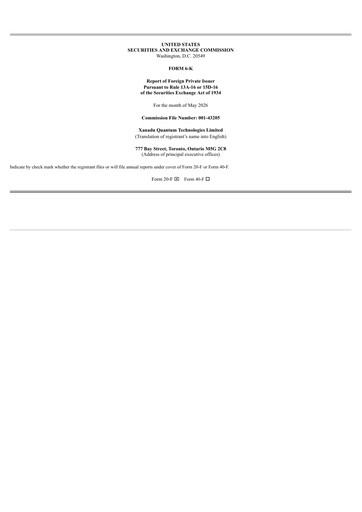 Thumbnail Xanadu Quantum Technologies Limited Quarterly Report 2026-q1