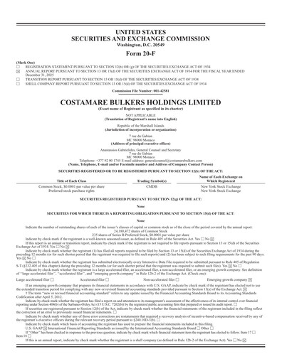 Thumbnail Costamare Bulkers Holdings Limited Annual Report 2025