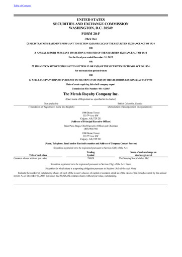 Thumbnail The Metals Royalty Company Annual Report 2025