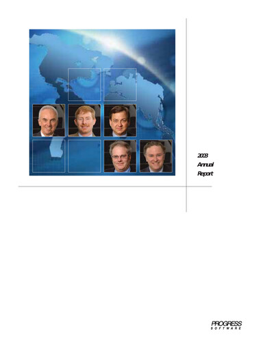 Thumbnail Progress Software
 Annual Report 2003
