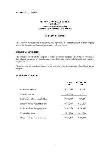 Thumbnail Pensonic Holdings Berhad Financial Statement 2000