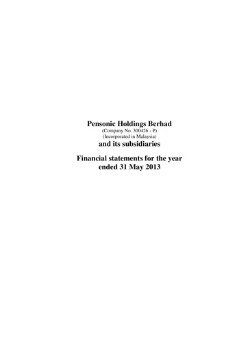 Thumbnail Pensonic Holdings Berhad Financial Statement 2013