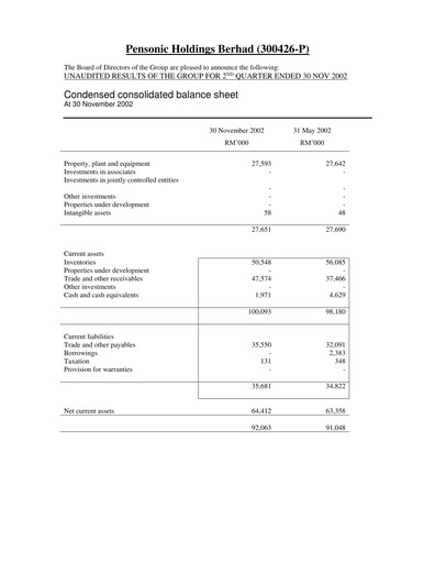 Thumbnail Pensonic Holdings Berhad Quarterly Report 2003-q2