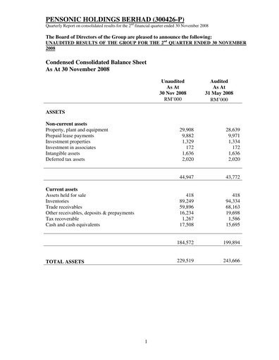Thumbnail Pensonic Holdings Berhad Quarterly Report 2009-q2