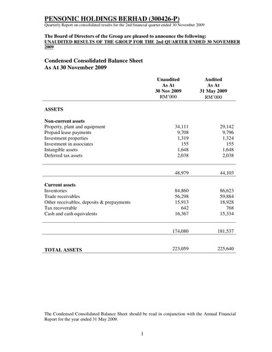 Thumbnail Pensonic Holdings Berhad Quarterly Report 2010-q2