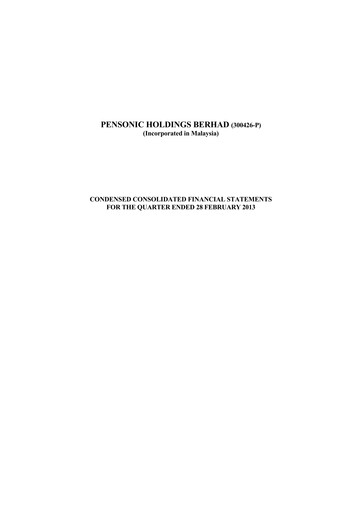 Thumbnail Pensonic Holdings Berhad Quarterly Report 2013-q3
