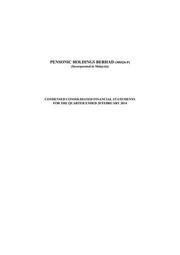 Thumbnail Pensonic Holdings Berhad Quarterly Report 2014-q3