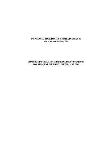 Thumbnail Pensonic Holdings Berhad Quarterly Report 2016-q3
