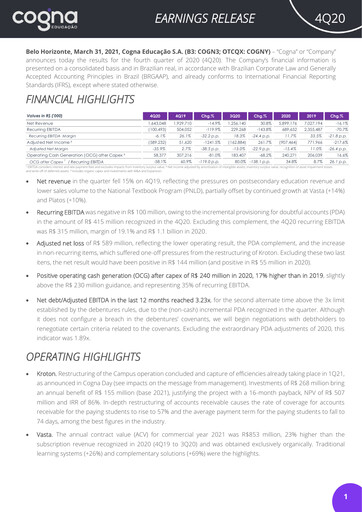 Thumbnail Cogna Educação Quarterly Report 2020-q4