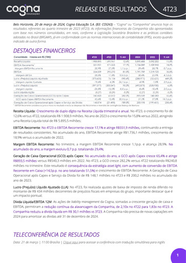 Thumbnail Cogna Educação Quarterly Report 2023-q4