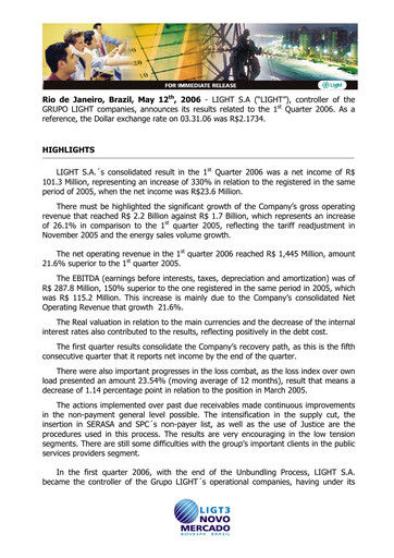 Thumbnail Light S.A. Quarterly Report 2006-q1