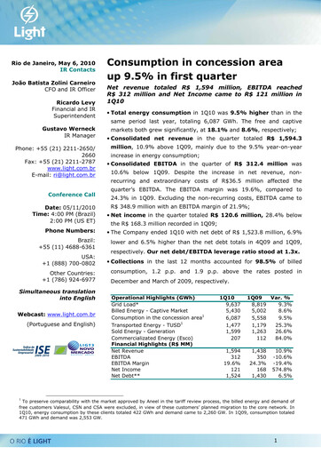 Thumbnail Light S.A. Quarterly Report 2010-q1