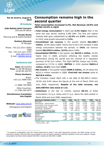 Thumbnail Light S.A. Quarterly Report 2010-q2
