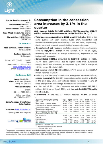 Thumbnail Light S.A. Quarterly Report 2011-q2