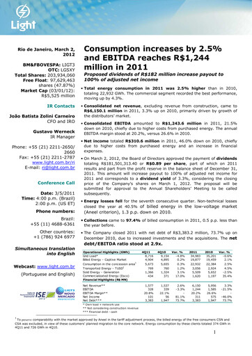 Thumbnail Light S.A. Quarterly Report 2011-q4