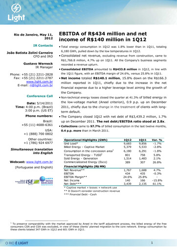 Thumbnail Light S.A. Quarterly Report 2012-q1