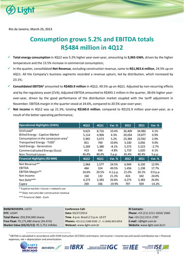 Thumbnail Light S.A. Quarterly Report 2012-q4