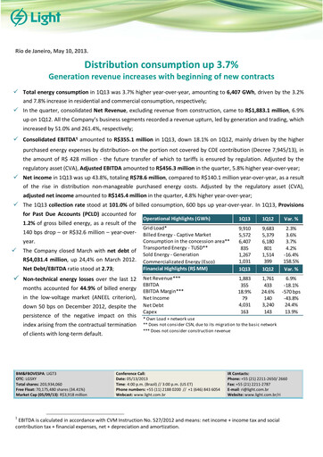 Thumbnail Light S.A. Quarterly Report 2013-q1