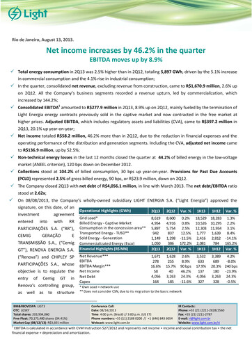 Thumbnail Light S.A. Quarterly Report 2013-q2