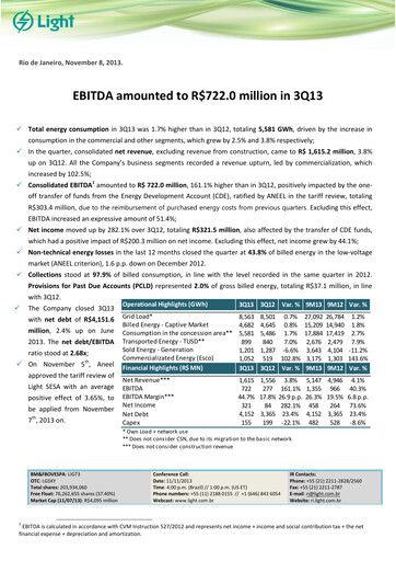 Thumbnail Light S.A. Quarterly Report 2013-q3