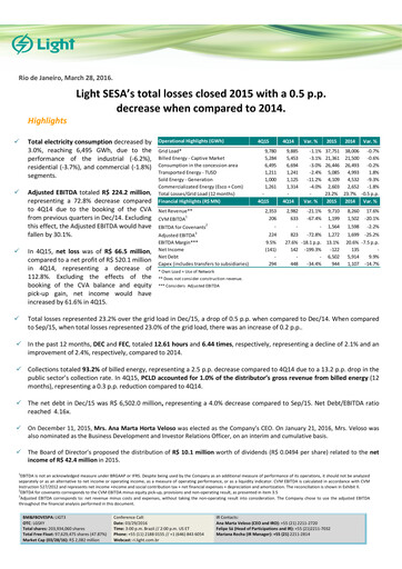 Thumbnail Light S.A. Quarterly Report 2015-q4