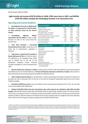 Thumbnail Light S.A. Quarterly Report 2018-q1