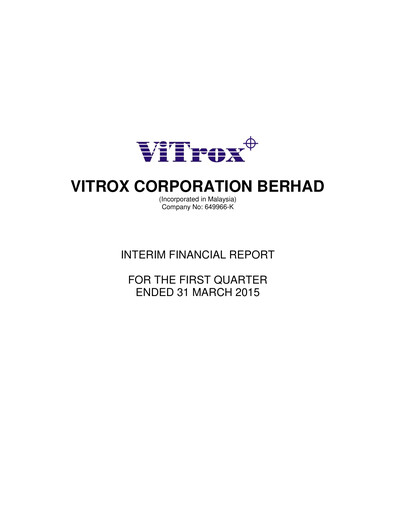Vorschaubild ViTrox Corporation Quartalsbericht 2015-q1