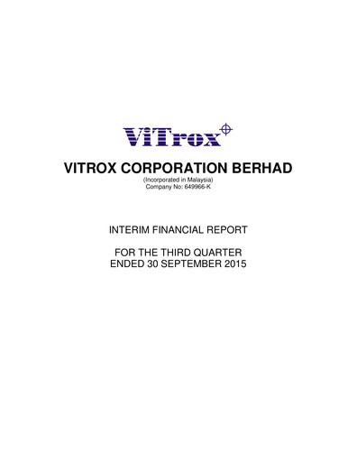Vorschaubild ViTrox Corporation Quartalsbericht 2015-q3
