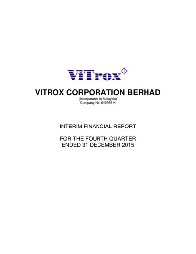 Vorschaubild ViTrox Corporation Quartalsbericht 2015-q4