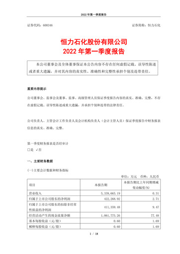 Thumbnail Hengli Petrochemical Quarterly Report 2022-q1