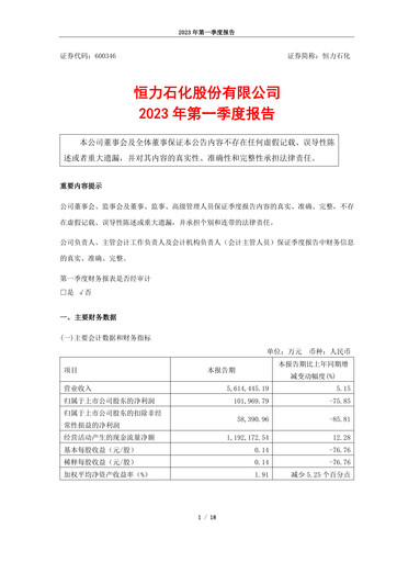 Thumbnail Hengli Petrochemical Quarterly Report 2023-q1