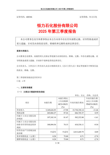 Thumbnail Hengli Petrochemical Quarterly Report 2025-q3