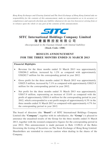 Thumbnail SITC International Quarterly Report 2013-q1