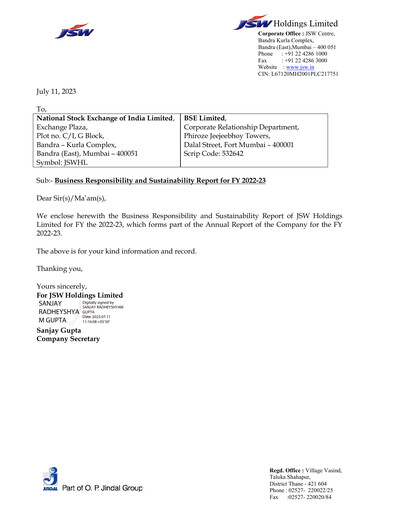 Thumbnail JSW Holdings ESG Report 2022-2023