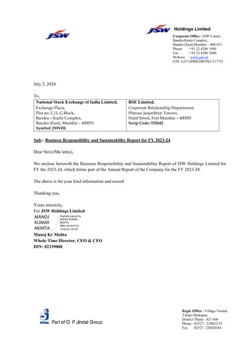 Thumbnail JSW Holdings ESG Report 2023-2024