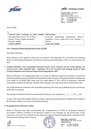 Thumbnail JSW Holdings Financial Statement 2021-2022
