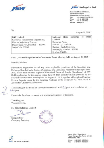 Thumbnail JSW Holdings Quarterly Report 2019-q1