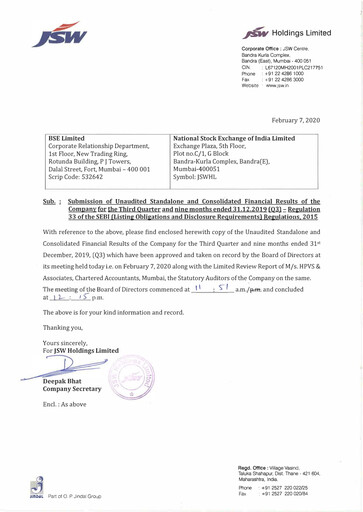 Thumbnail JSW Holdings Quarterly Report 2019-q3