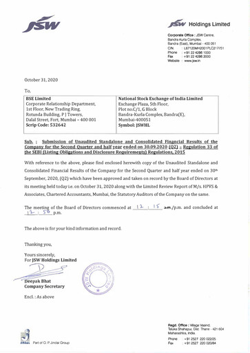 Thumbnail JSW Holdings Quarterly Report 2020-q2