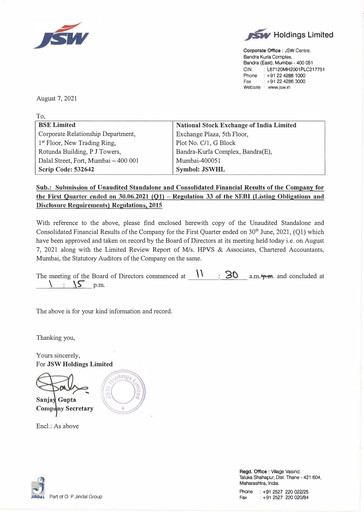 Thumbnail JSW Holdings Quarterly Report 2021-q1