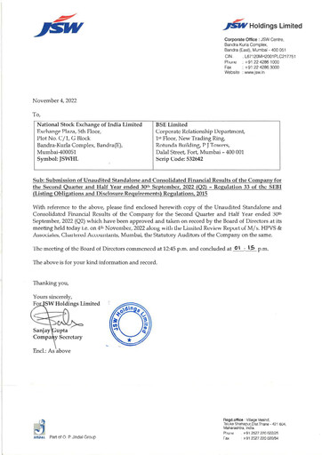 Thumbnail JSW Holdings Quarterly Report 2022-q2