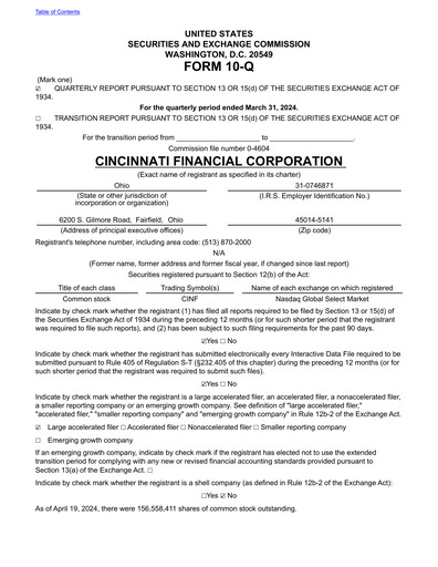 Miniature Cincinnati Financial
 Rapport trimestriel 2024-q1
