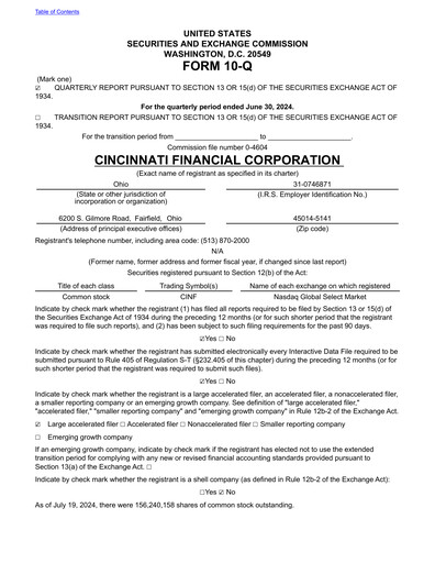 Miniature Cincinnati Financial
 Rapport trimestriel 2024-q2
