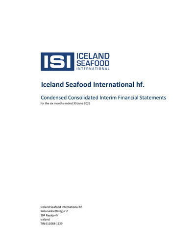 Thumbnail Iceland Seafood International Financial Statement 2026-h1