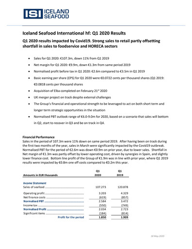 Thumbnail Iceland Seafood International Quarterly Report 2020-q1